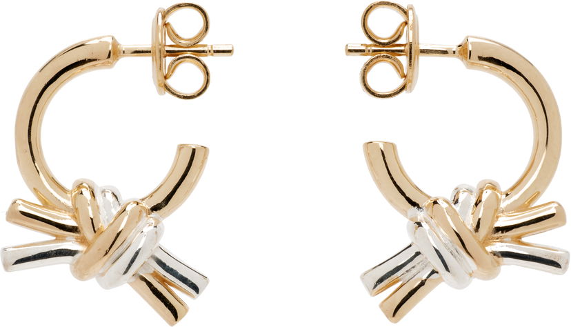 Сережки Bottega Veneta Bottega Veneta Knot Gold & Silver Hoop Earrings Металік | 838167 V507D