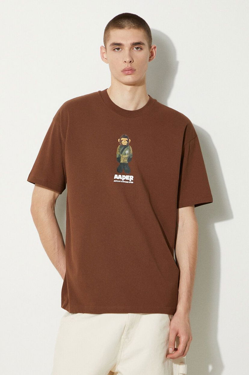 Футболка AAPE by A Bathing Ape AAPE Theme Print T-Shirt Коричневий | AAPTEM1498XXM