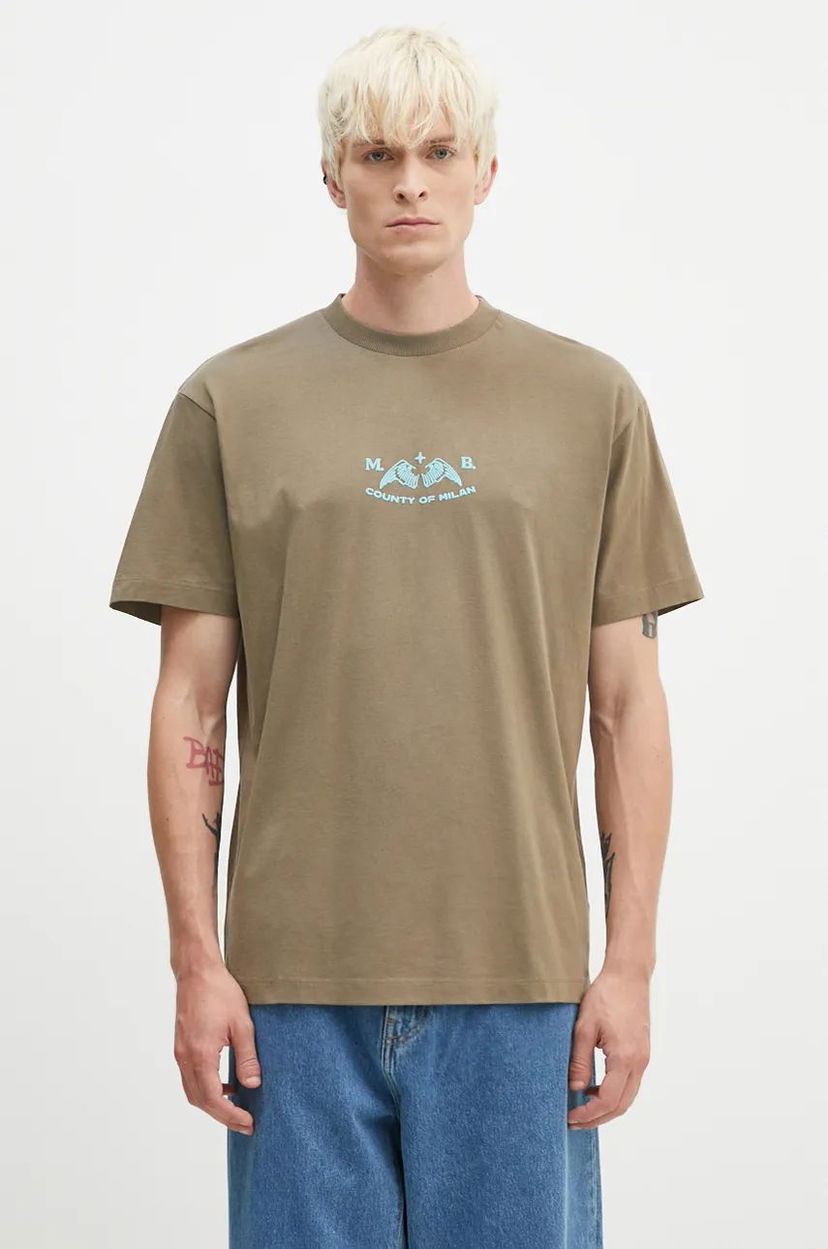 Футболка Marcelo Burlon Vintage Logo Basic T-Shirt Print Зелений | CMAA056F24JER0066E4D