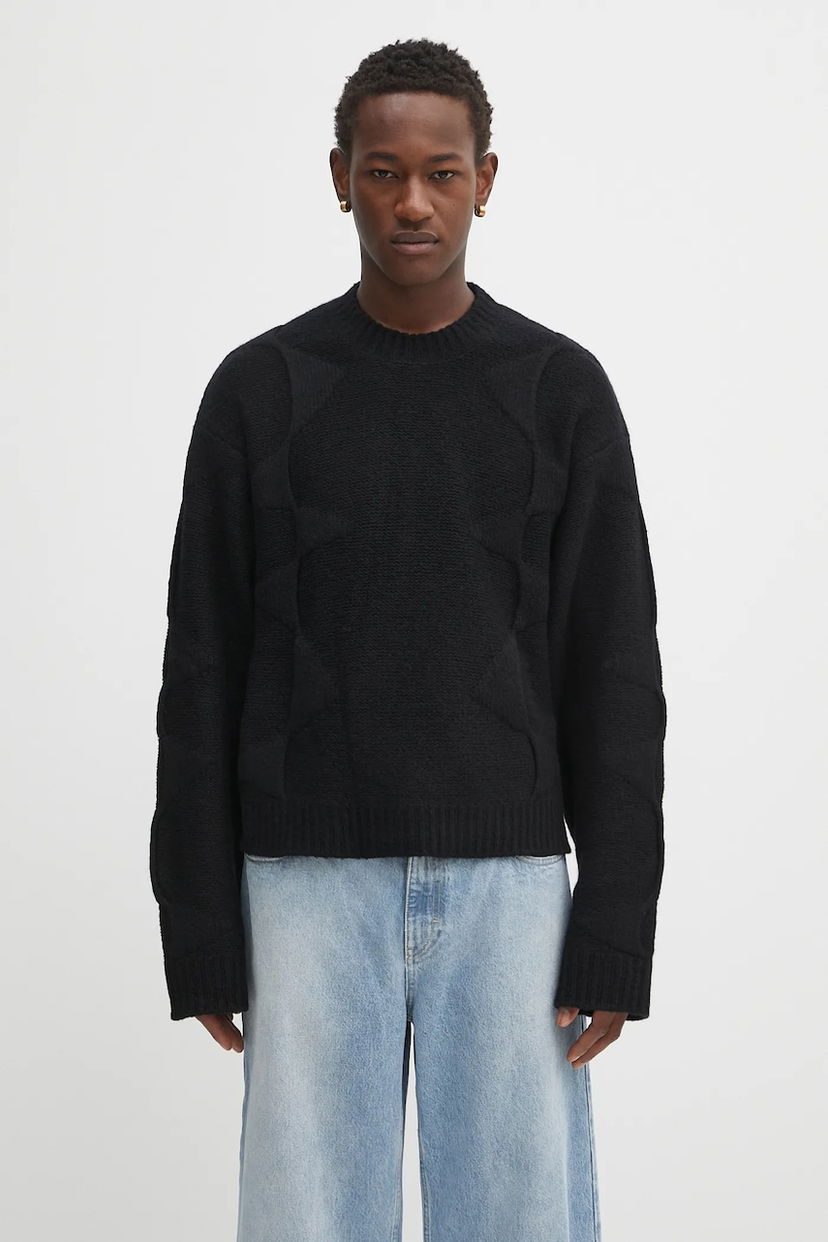 Cветр HELIOT EMIL Textured Knit Crewneck Sweater чорний | PREAW25.M.07.063.BLK01.