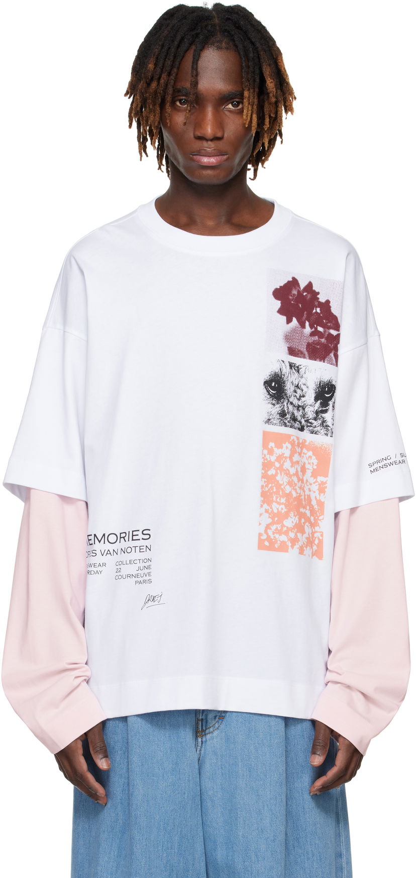 Футболка Dries Van Noten Dries Van Noten Long Sleeve Show T-Shirt білий | 251-021119-1603