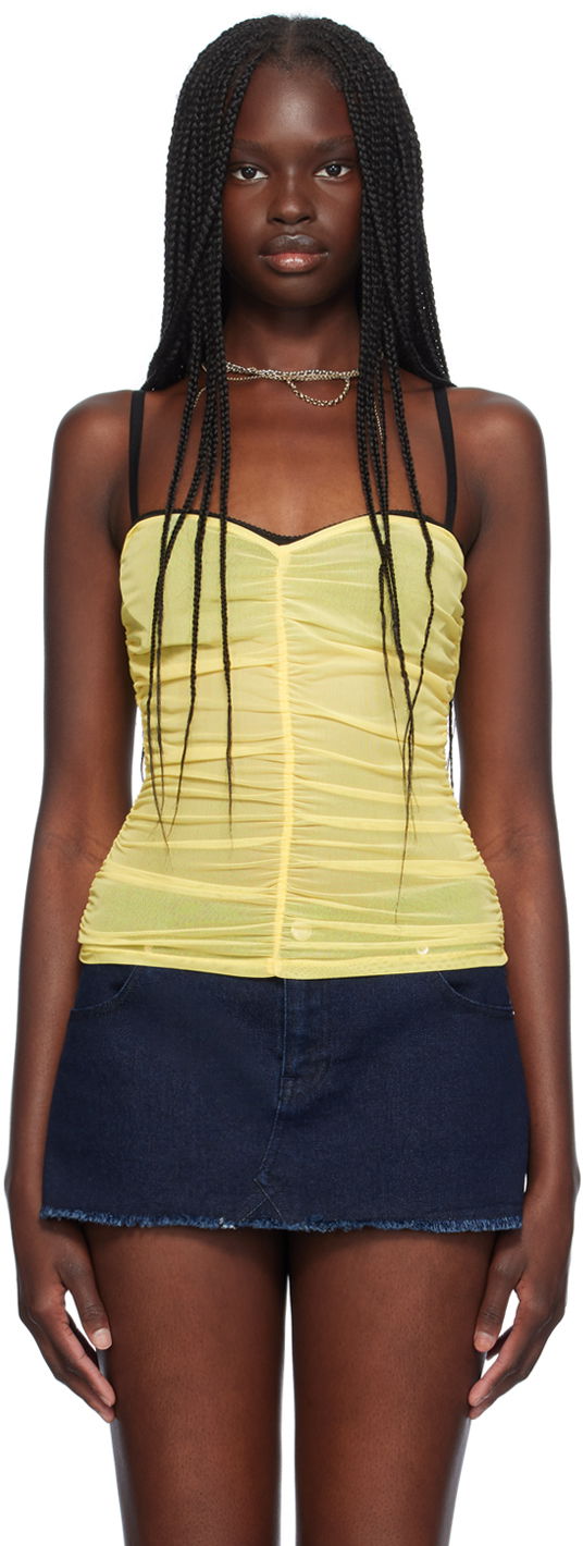 Безрукавка Miaou Miaou Renzo Ruched Mesh Tube Top Жовтий | 7064PM1CRL