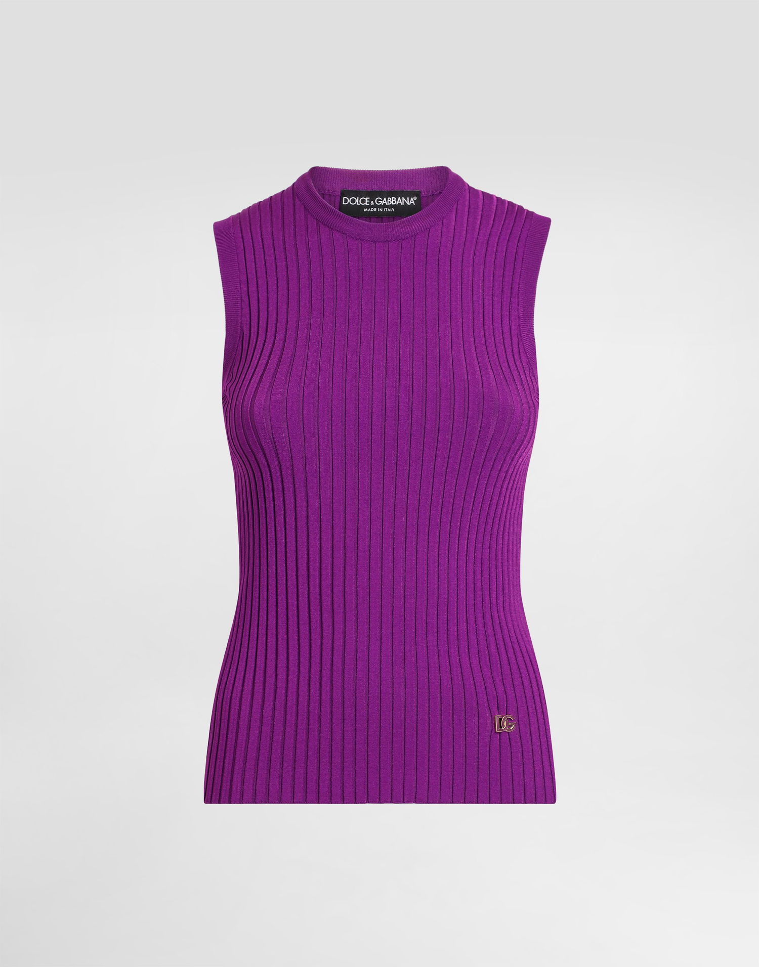 Безрукавка Dolce & Gabbana Dolce & Gabbana Ribbed Knit Viscose Tank Top Фіолетовий | FXT53TJFMZYF0373, 0