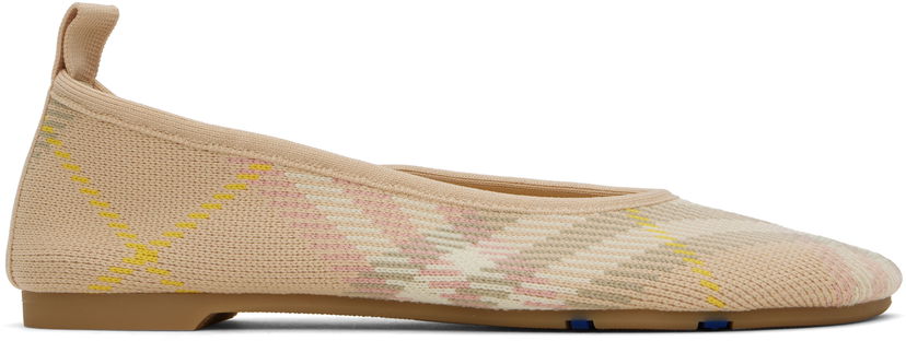 Одяг Burberry Burberry Check Knit Ballerina Flats бежевий | 8101053
