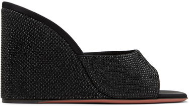 Аксесуари Amina Muaddi Amina Muaddi Lupita Crystal Wedge Heeled Sandals чорний | LUPITA CRYSTAL WEDGE WEDGE SATIN, 0