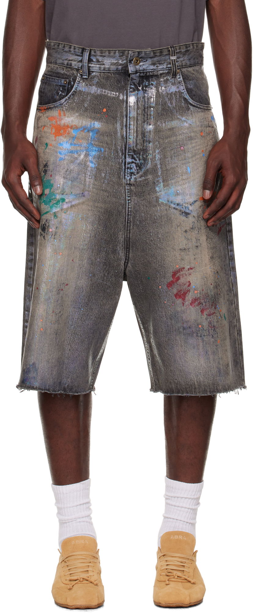 Шорти We11done We11done Painted Denim Shorts Сірий | WD-DP2-25-332-M-BK