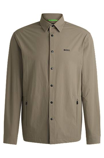 Сорочка BOSS BOSS Relaxed Fit Water-Repellent Stretch Overshirt Зелений | 50533265