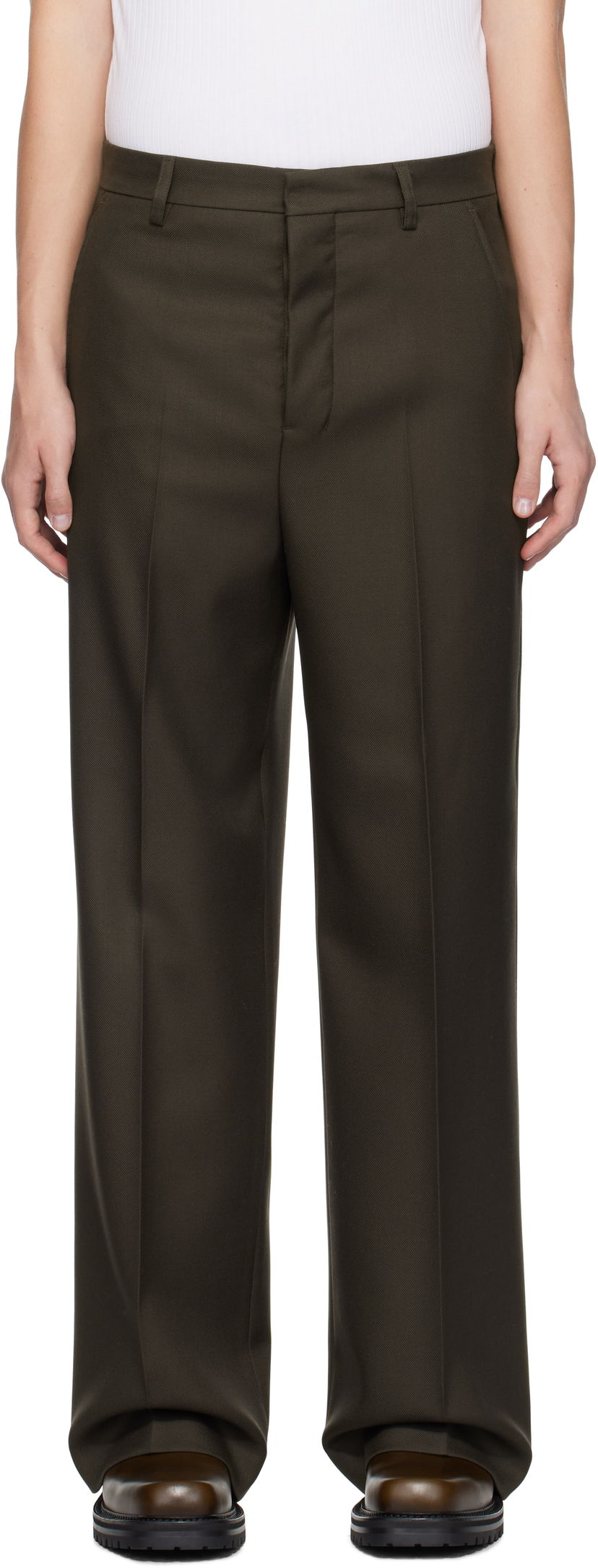 Штани AMI Wide Trousers Коричневий | HTR423.WV0053