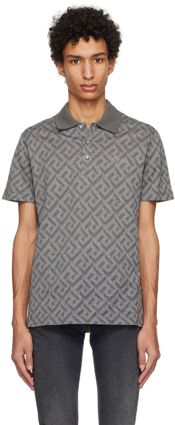 Сорочка поло Versace Versace Greca Polo Сірий | 1008500 1A06078