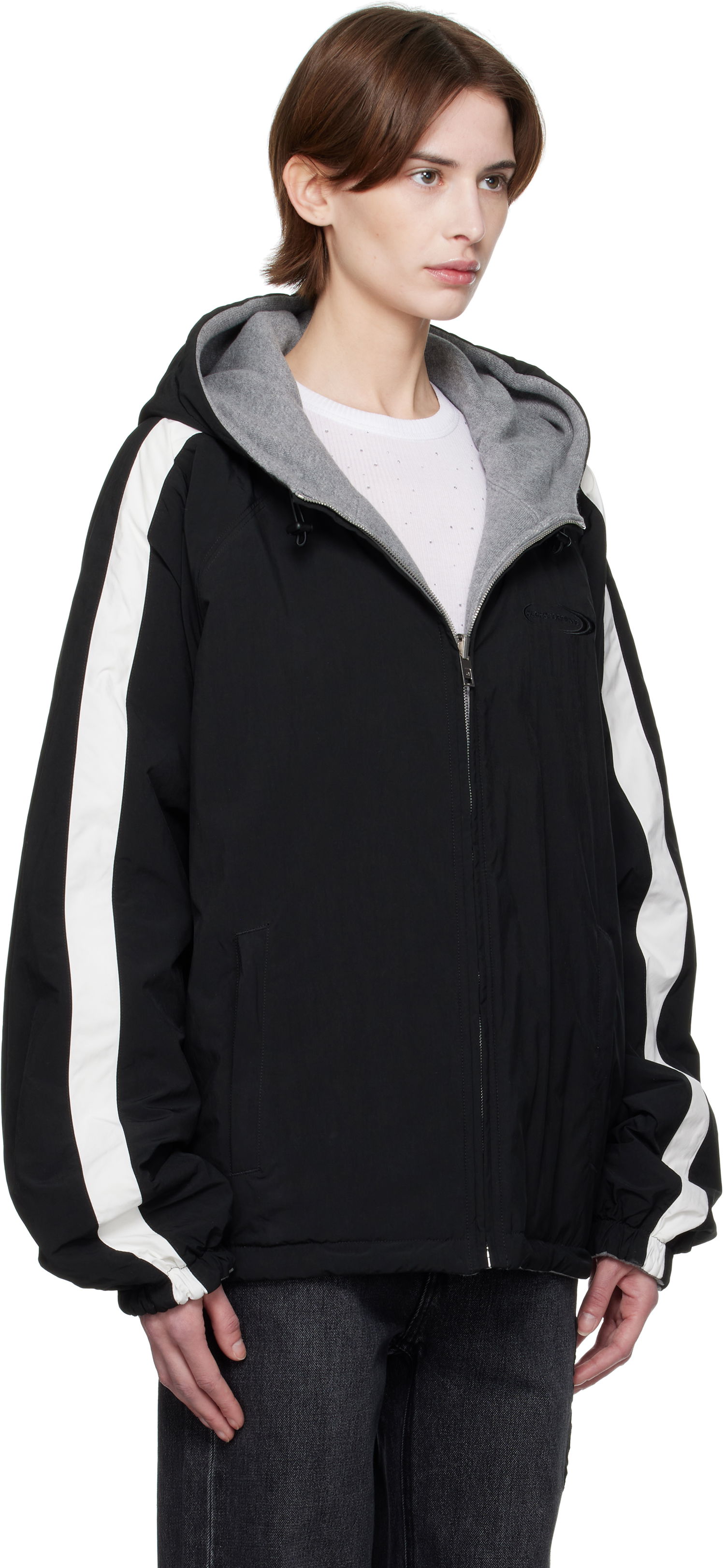 Вітровка Alexander Wang Alexander Wang Raglan Hooded Reversible Jacket чорний | UWC1252038, 1