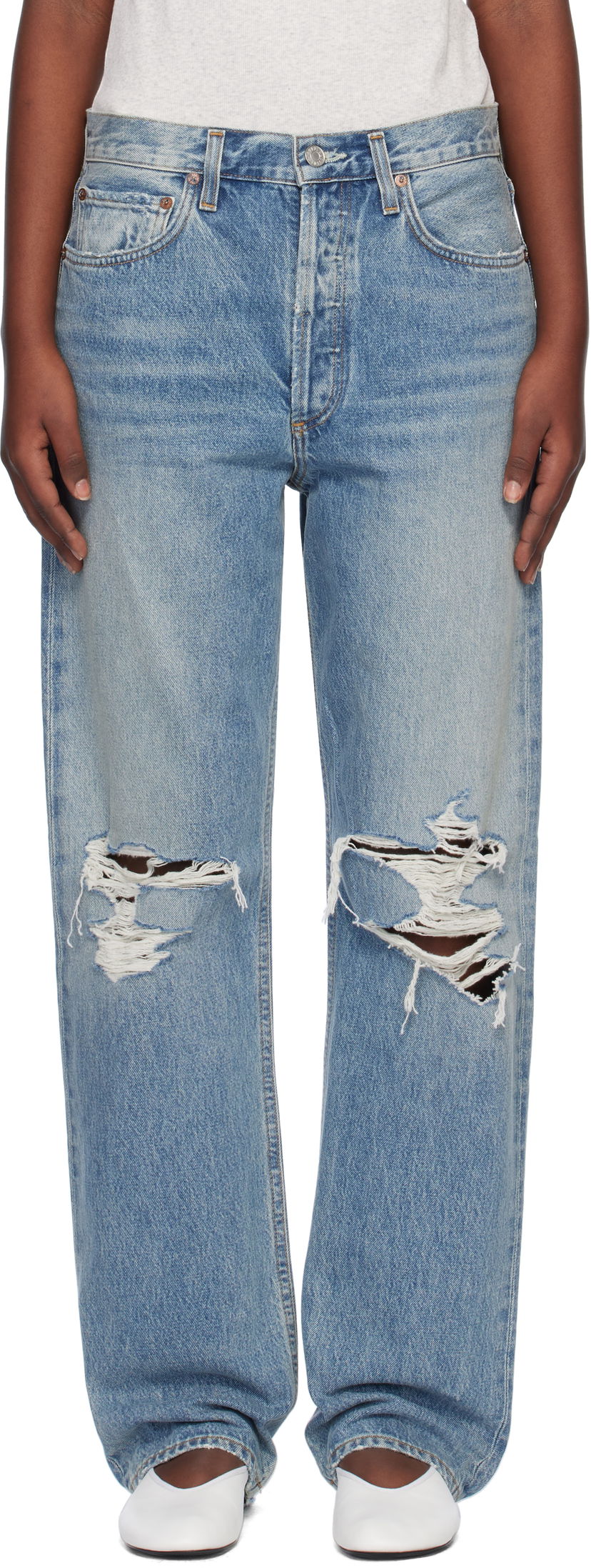 Джинси AGOLDE Distressed Boyfriend Jeans Синій | A199-1141
