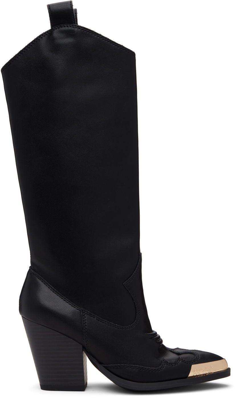 Кросівки та взуття Versace Versace Jeans Couture Logo Plaque Tall Boots чорний | E79VA3S12_EZPB68