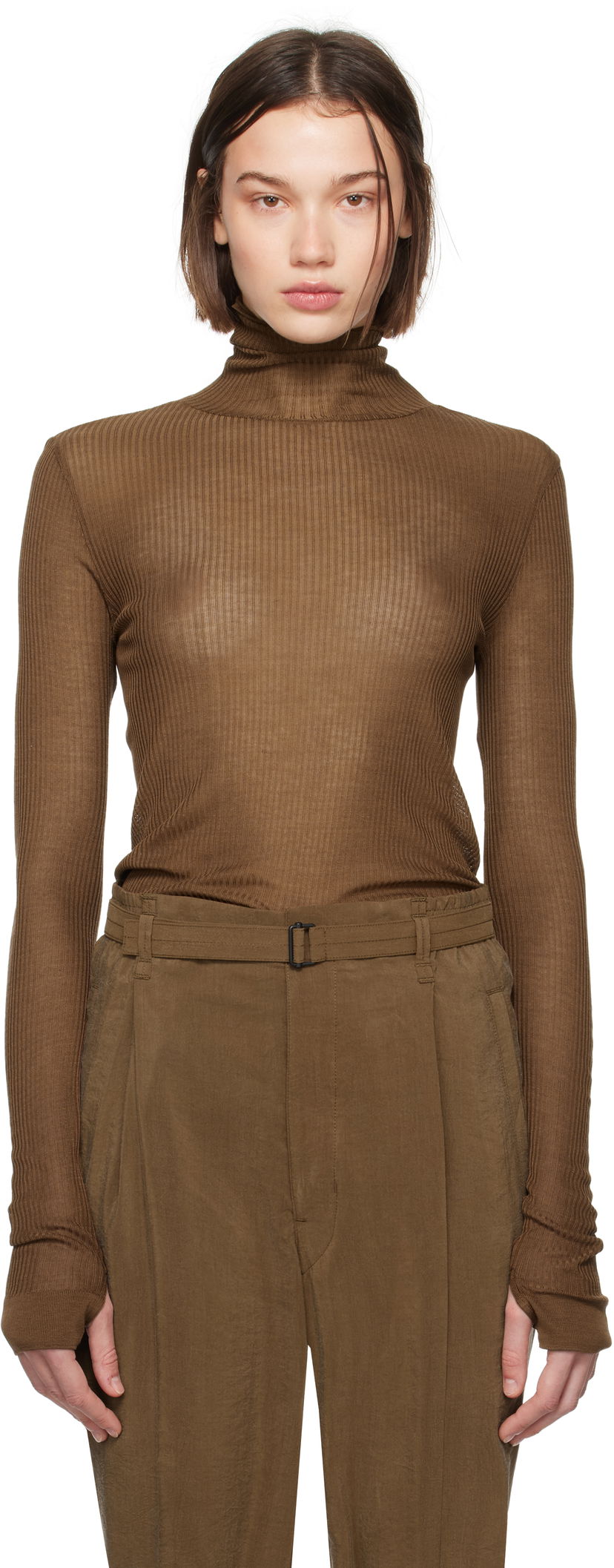 Футболка LEMAIRE Seamless Turtleneck Top Коричневий | TO1279 LK1017