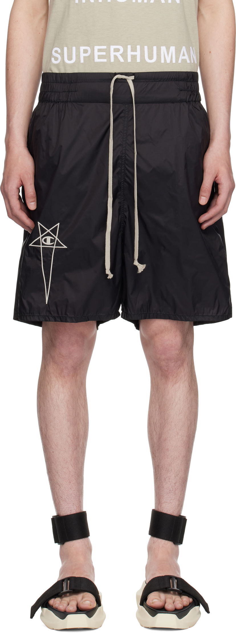 Шорти Rick Owens Rick Owens Champion Edition Taffeta Shorts чорний | CM01E1681 CHNY NYLON