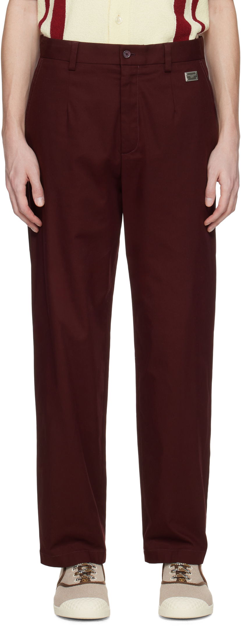 Штани Dolce & Gabbana Dolce&Gabbana Gabardine Trousers Бордовий | GV5ZHTFUFNV