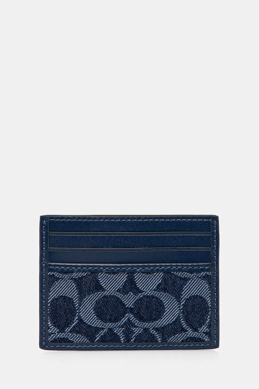 Гаманець Coach Signature Denim Card Case Синій | CAS29