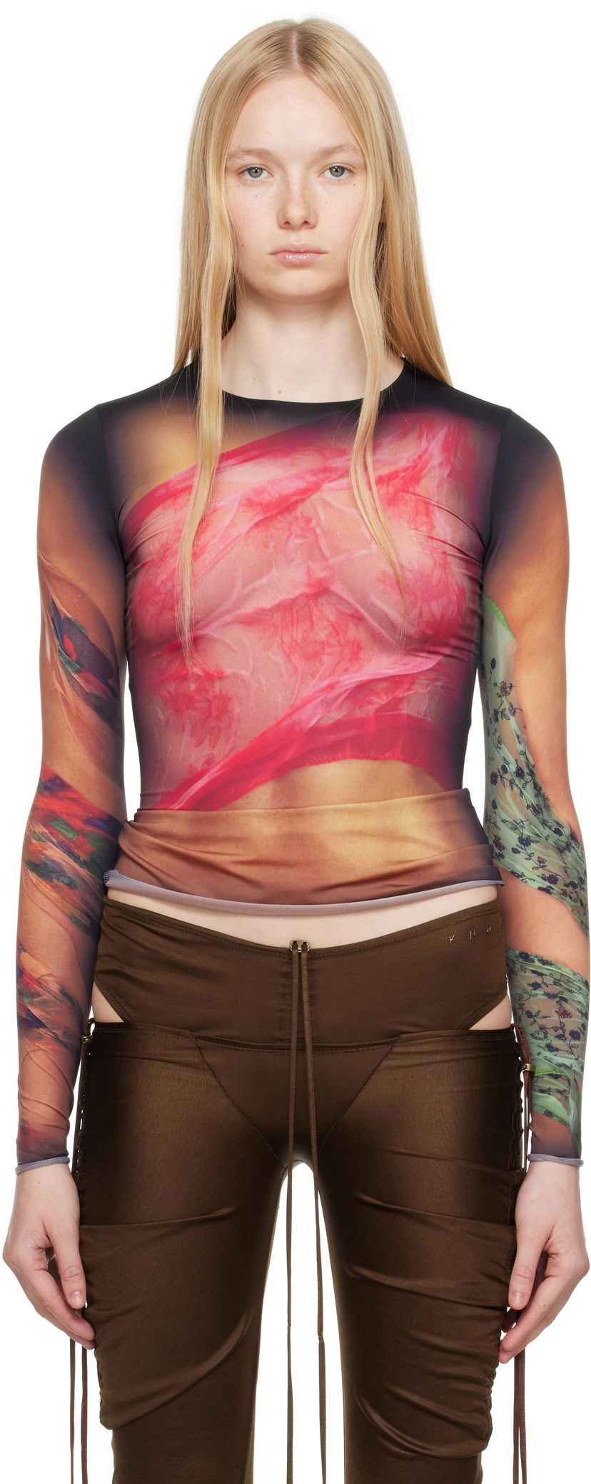 Футболка Marine Serre Marine Serre Recycled Draped Statue Jersey Second Skin T-shirt Різнокольоровий | WTS006A CJER0076