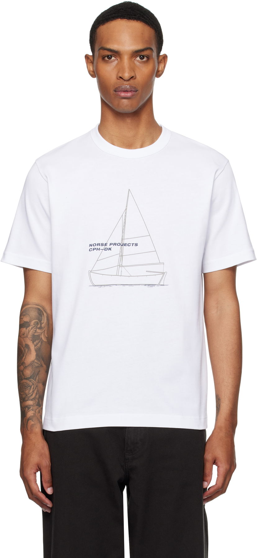 Футболка NORSE PROJECTS Norse Projects Holger Organic Boat Print T-Shirt білий | N01-0677
