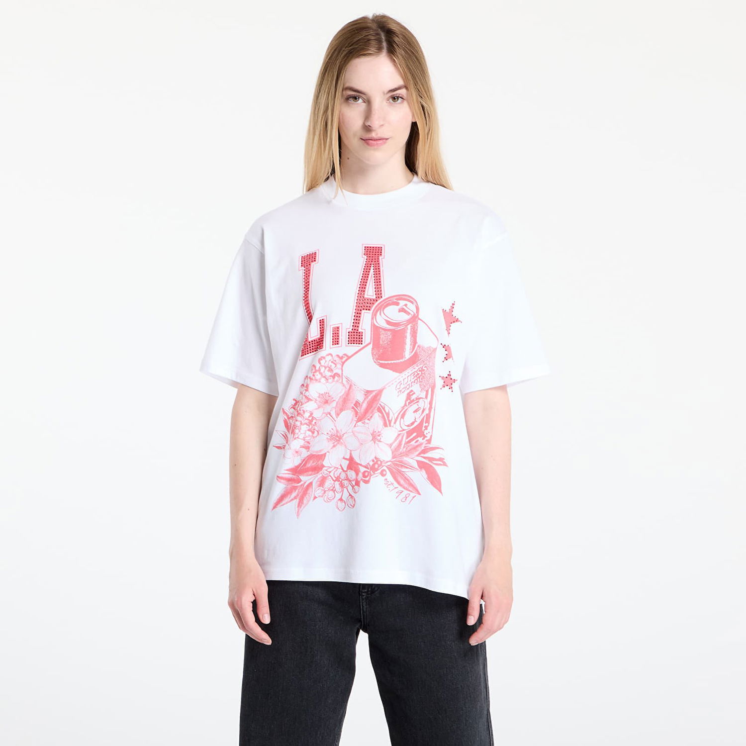 Футболка GUESS GUESS Monochrome Graphic Tee білий | W5YI10JA914-F0F7, 1