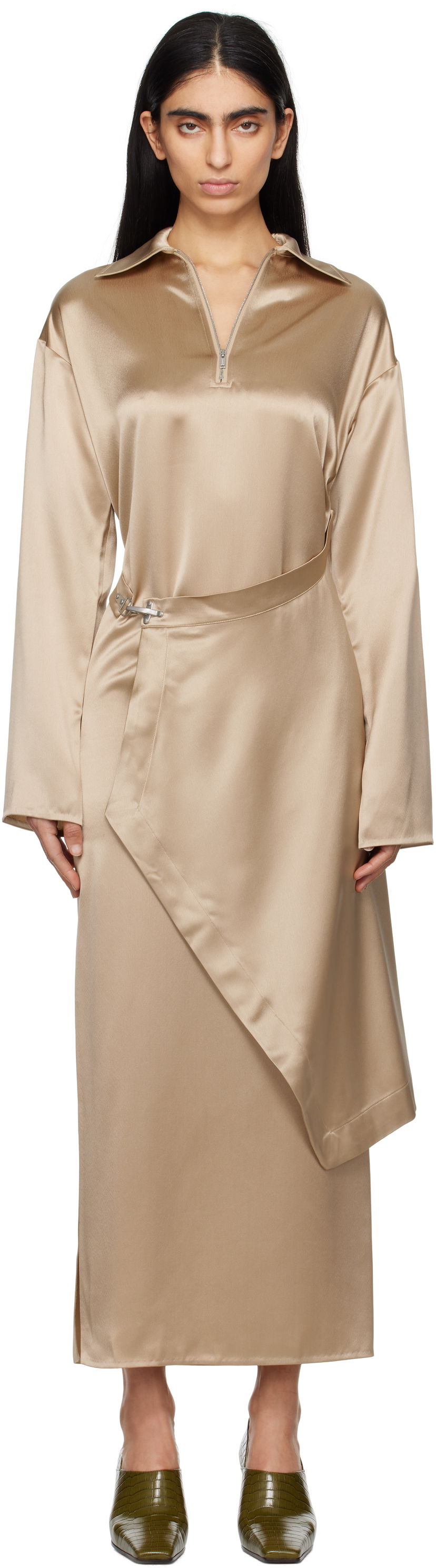 плаття Nanushka Nanushka Colter Satin Maxi Dress бежевий | NW25RSDR02672