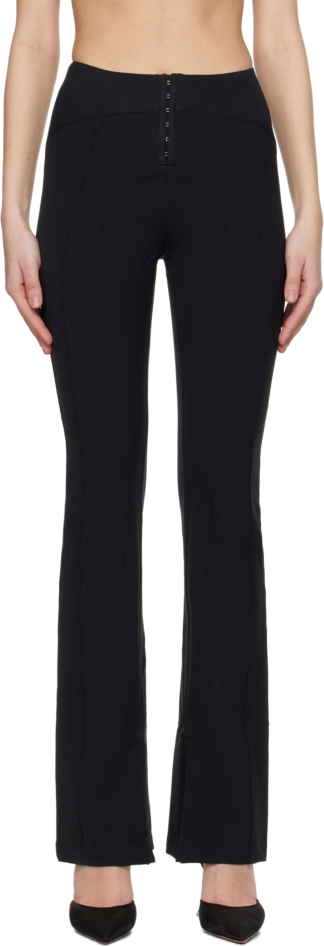 Штани GUIZIO Guizio Aurora Hook-Front Flare Trousers чорний | F23207W015, 0