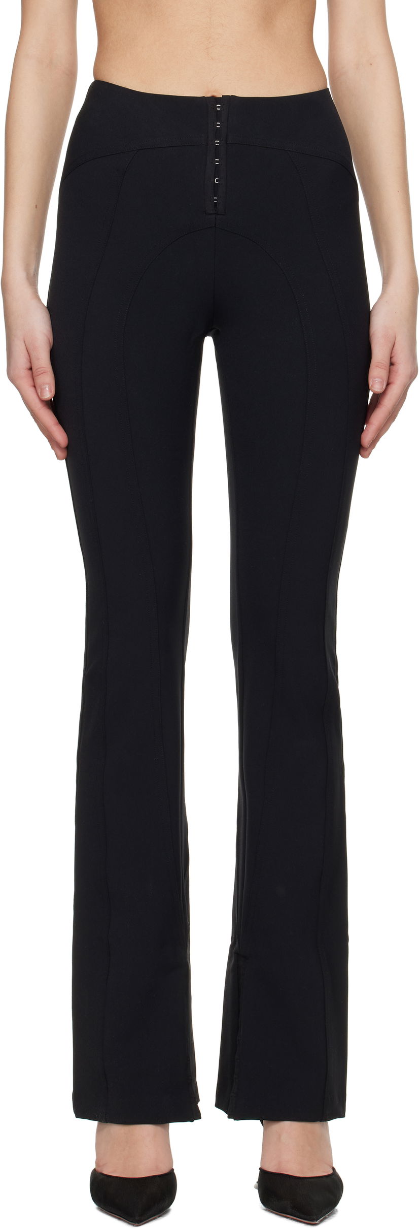 Штани GUIZIO Guizio Aurora Hook-Front Flare Trousers чорний | F23207W015
