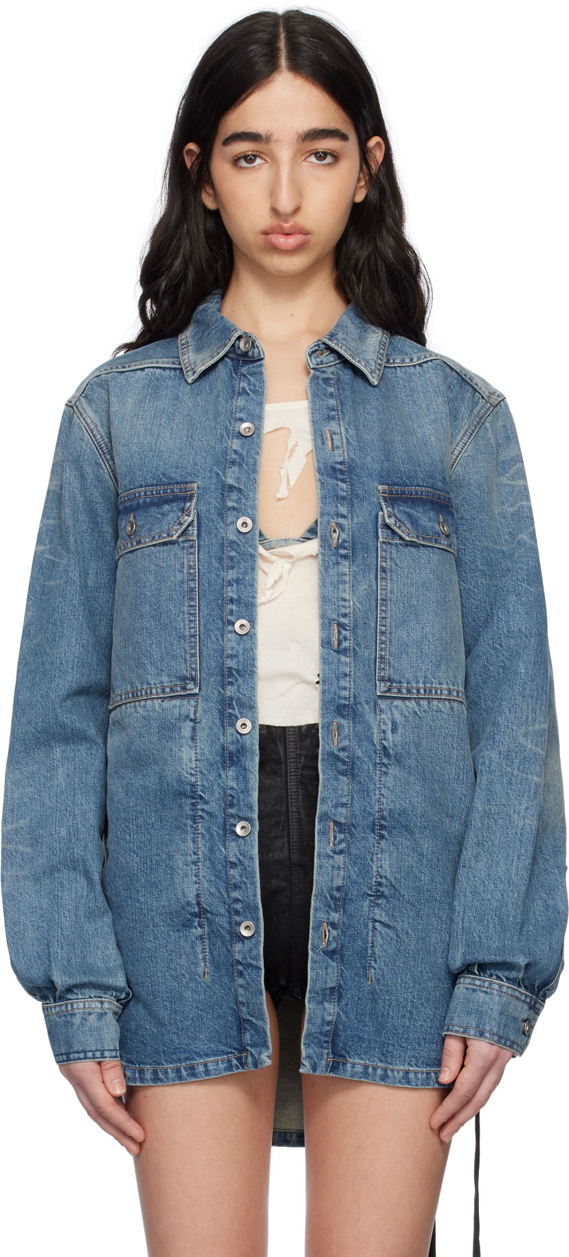 Сорочка Rick Owens Rick Owens DRKSHDW Hollywood Denim Overshirt Синій | DS01E3705 DWB
