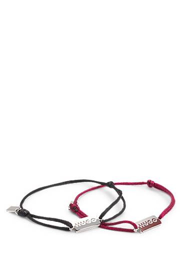 Браслет BOSS Two cord cuffs with rectangular metal plaques Різнокольоровий | 50549076, 0