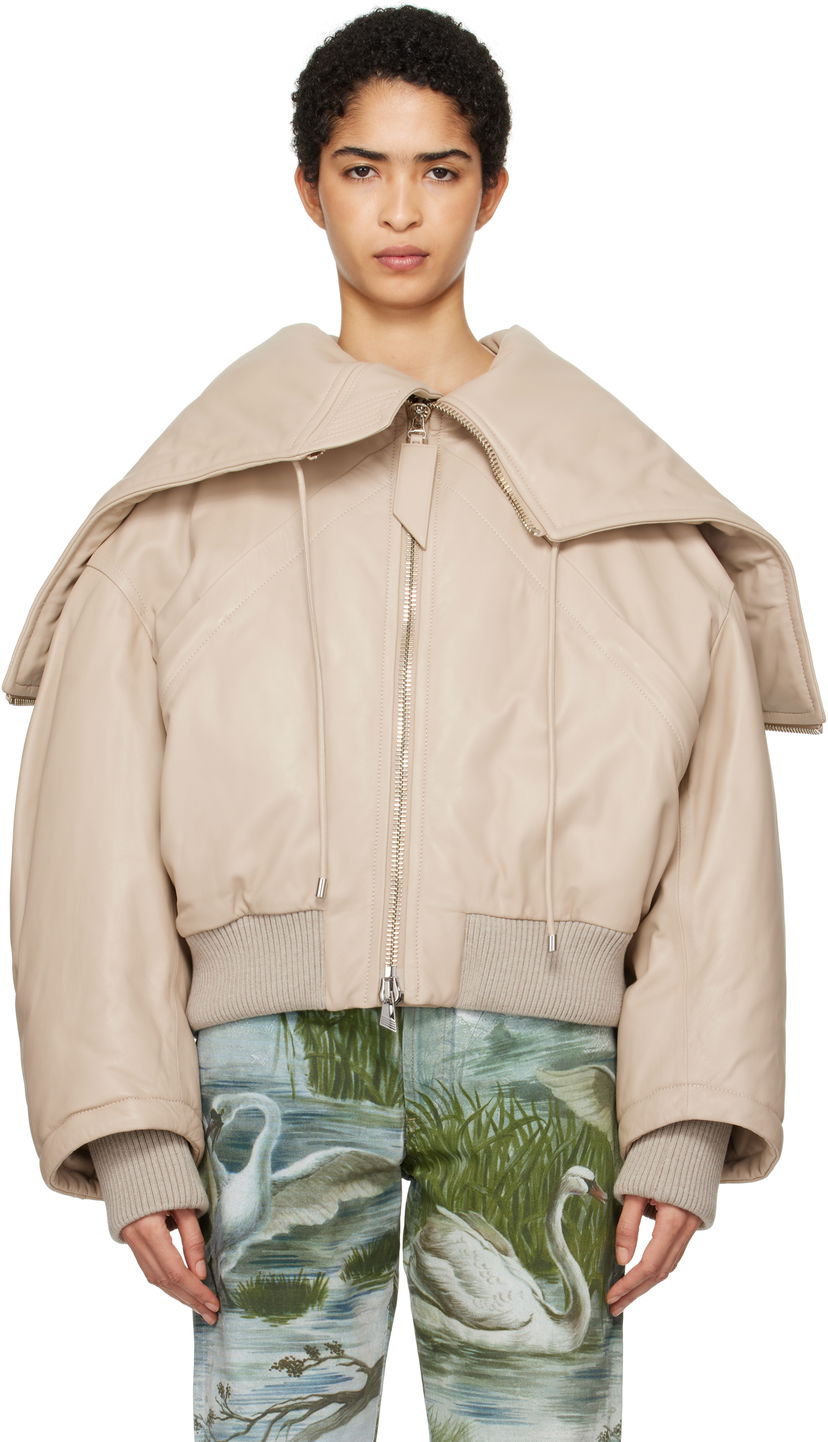 Куртка бомбер The Attico The Attico Padded Leather Bomber Jacket бежевий | 250WCB00062 LBT128AA