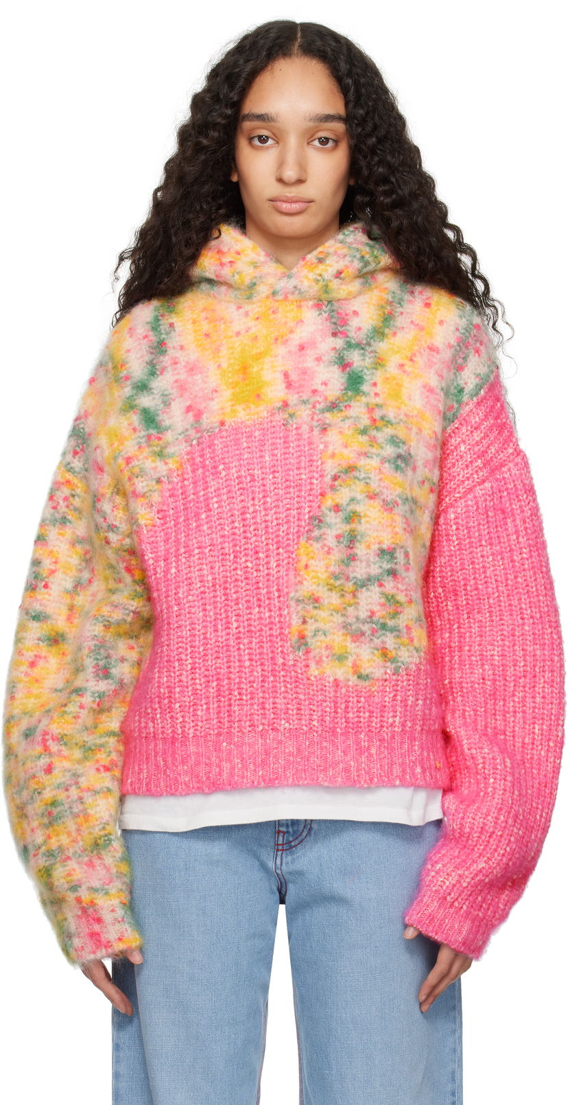 Cветр ERL ERL Bicolor Swirl Knit Hoodie Рожевий | ERL10N008