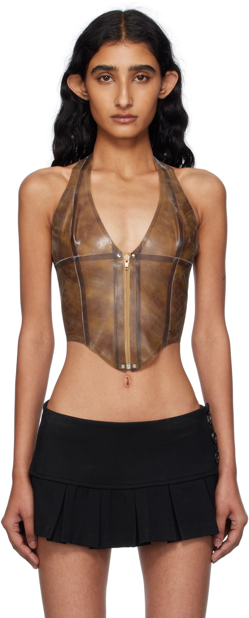 Безрукавка Miaou Miaou Mara Latex Halter Top Коричневий | 7048LTXLEO