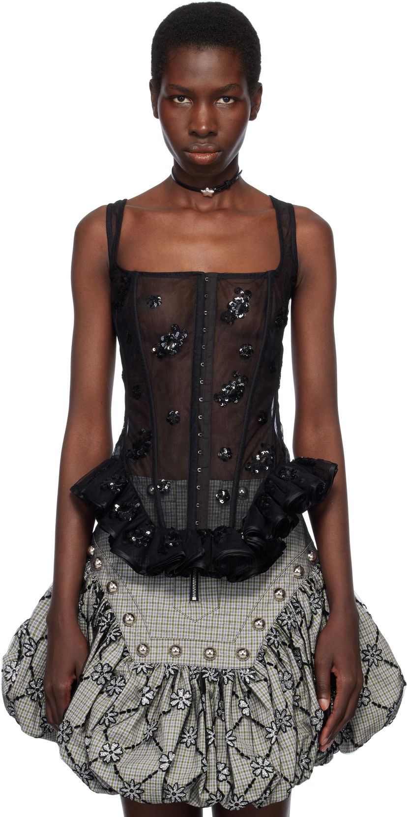 Спідниця Chopova Lowena Chopova Lowena Afly Sequin Tulle Corset чорний | 2282