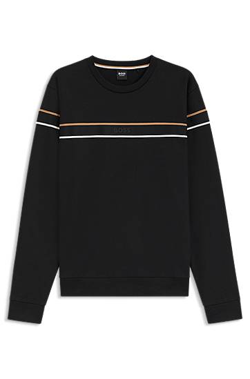 Світшоти BOSS BOSS Cotton-terry Sweatshirt with Signature Stripe чорний | 50545589