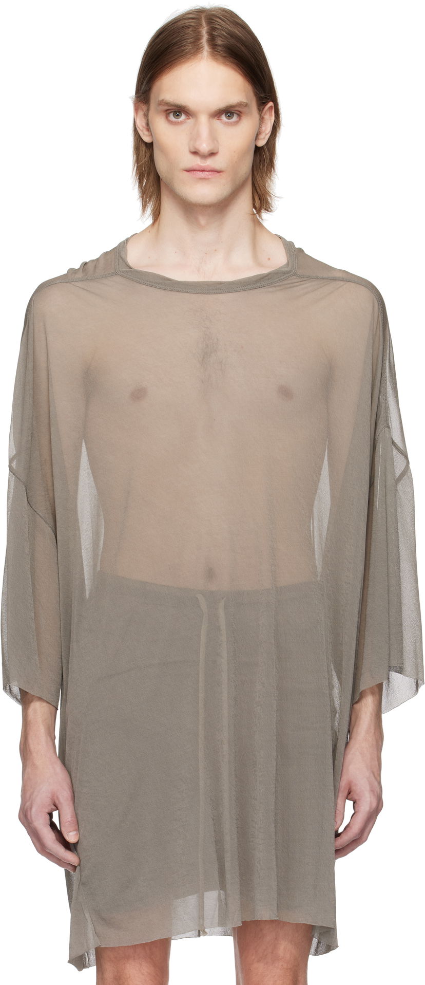Футболка Rick Owens Rick Owens Hollywood Tommy Sheer T-Shirt Сірий | RR01E5283 JCR