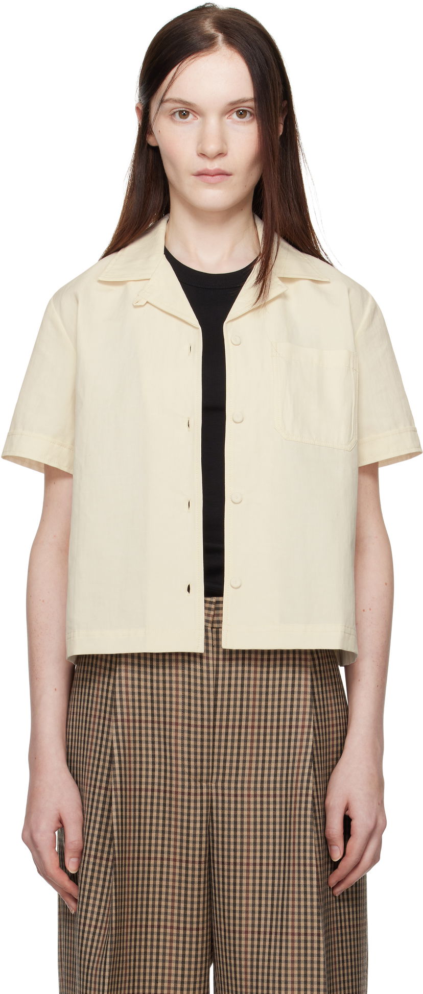 Сорочка A.P.C. A.P.C. Maeva Cropped Camp Collar Shirt бежевий | COHEJ-F12583