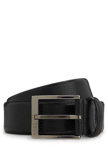 Ремені BOSS Grained Italian-leather belt with polished pin buckle чорний | 50553210