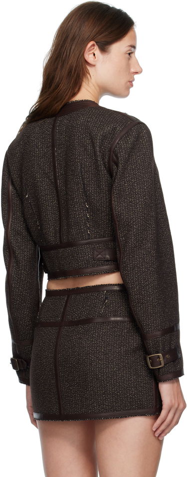Куртка R13 R13 Stitch Detail Cropped Crewneck Jacket Коричневий | R13WR449-R567A, 2