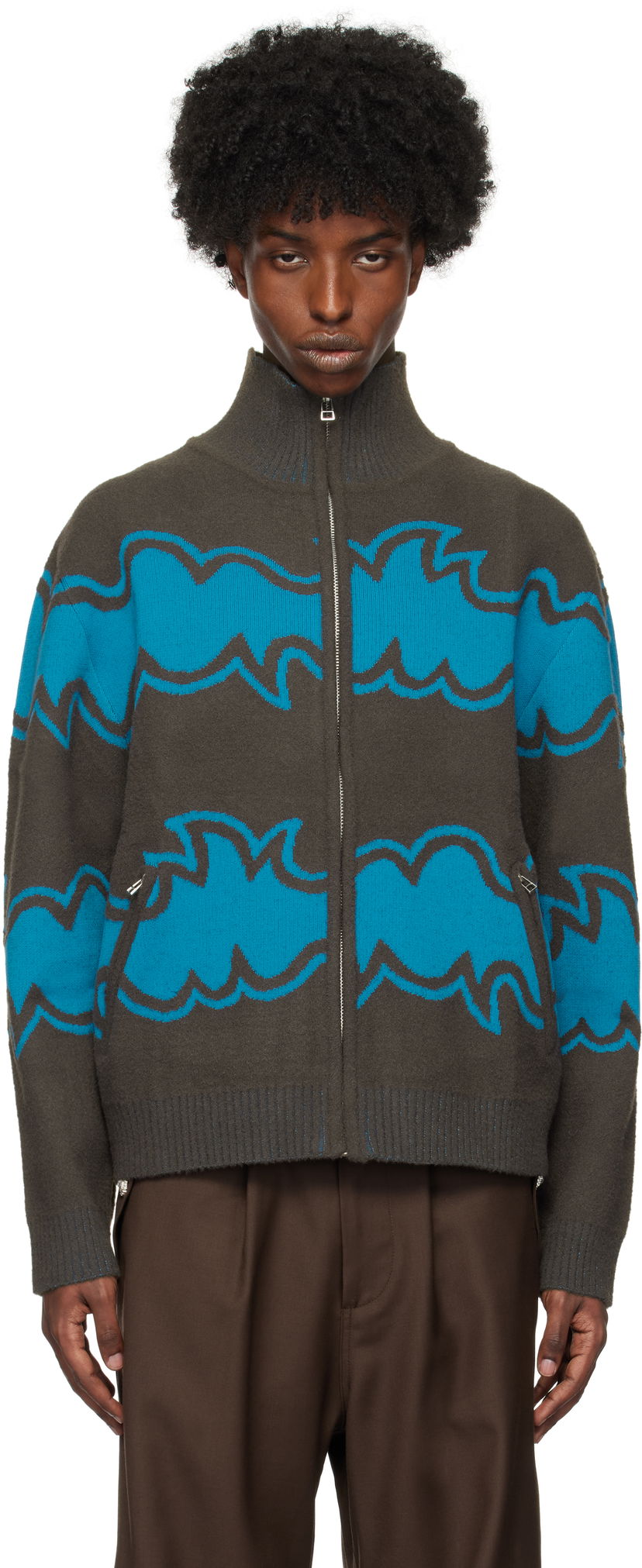 Куртка Bluemarble Zipped Jacquard Jacket Коричневий | SW37 KN18B24 BLU