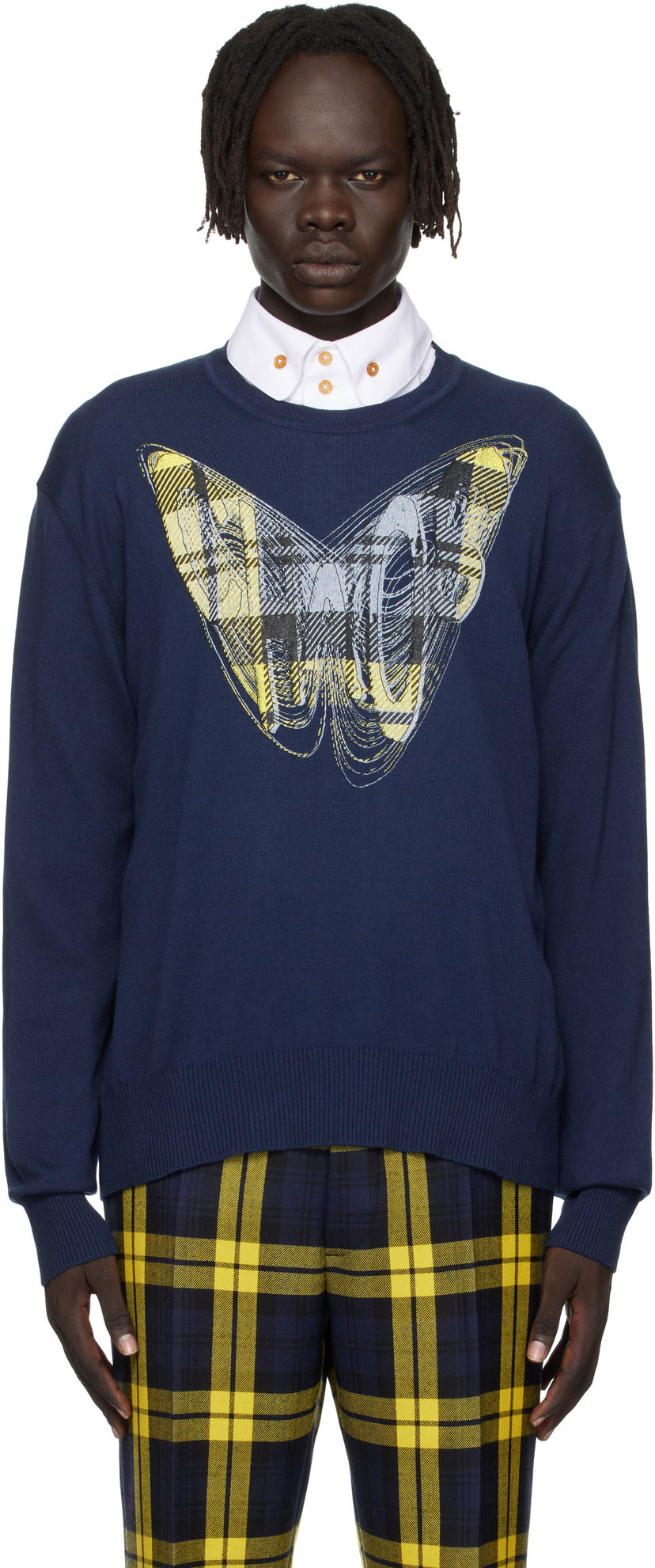 Cветр Vivienne Westwood Vivienne Westwood Chaos Graphic Print Sweater темно-синій | 38030056-Y001V-