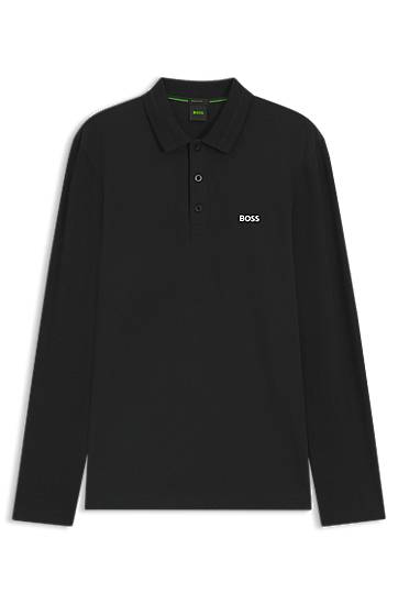 Сорочка поло BOSS Long-Sleeve Cotton Pique Polo Shirt чорний | 50536609