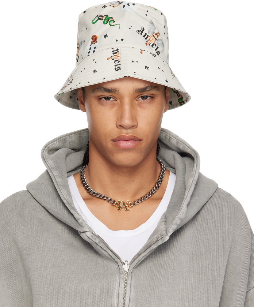 Капелюх Palm Angels Palm Angels Pin Up All Over Print Bucket Hat бежевий | PMLA039S25FAB0040B84