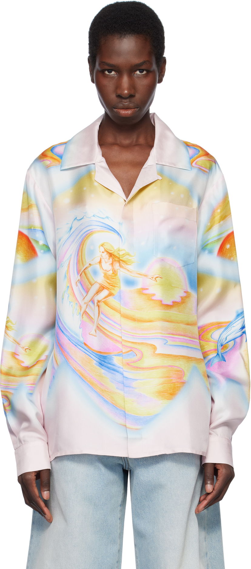 Сорочка Casablanca Casablanca Psychedelic Nirvana Print Silk Long Sleeve Shirt Рожевий | U-WS25-SH-006-05