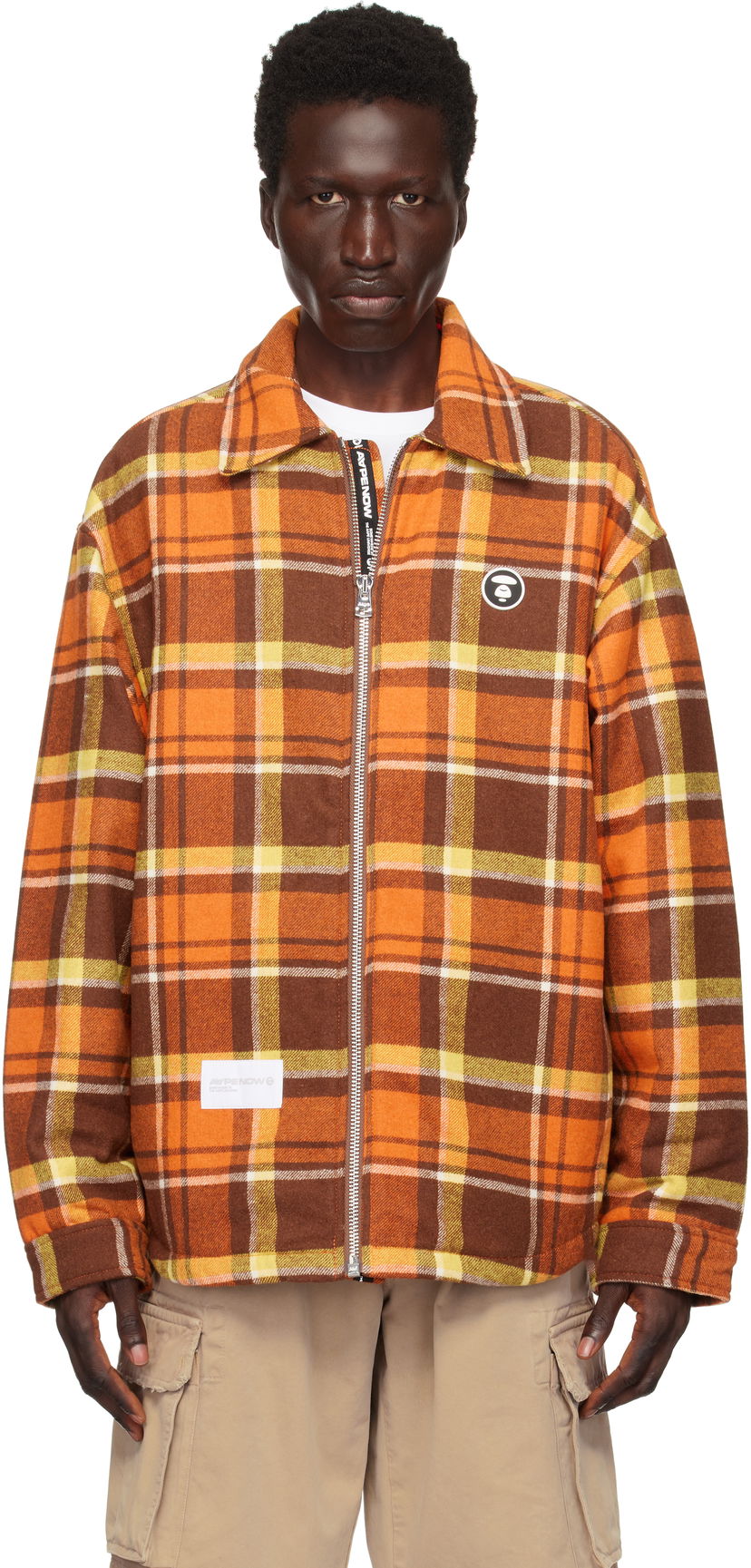 Сорочка AAPE by A Bathing Ape AAPE by A Bathing Ape 'AAPE Now' Plaid Zip-Up Jacket Помаранчевий | AAPJKM7659XXNBWQ