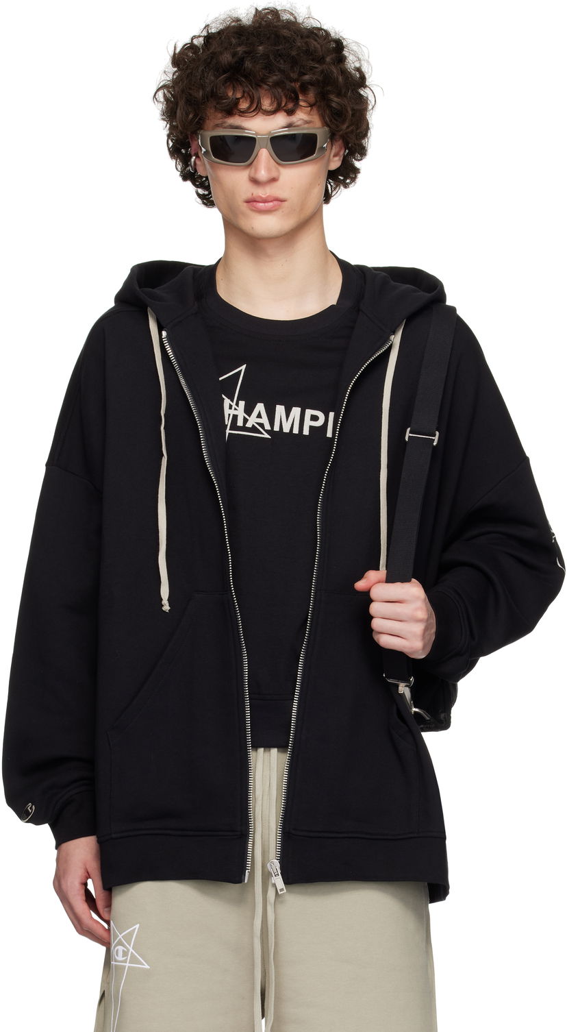 Світшоти Rick Owens Rick Owens Champion Edition Jumbo Jason's Zip Hoodie чорний | CM01E1663 CHFE FELPA