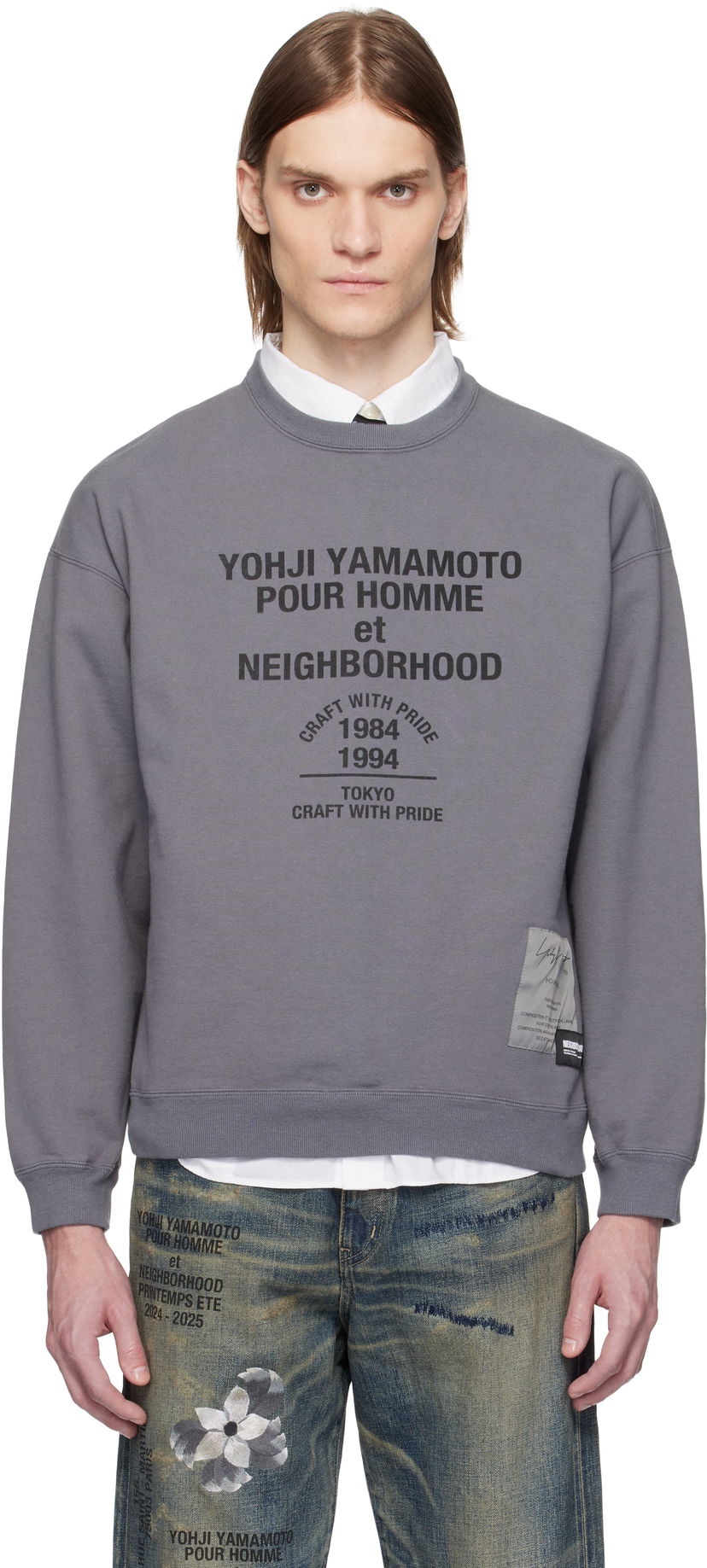 Cветр Yohji Yamamoto Yohji Yamamoto x Neighborhood Edition Long Sleeve Sweatshirt Сірий | HP-T88-995