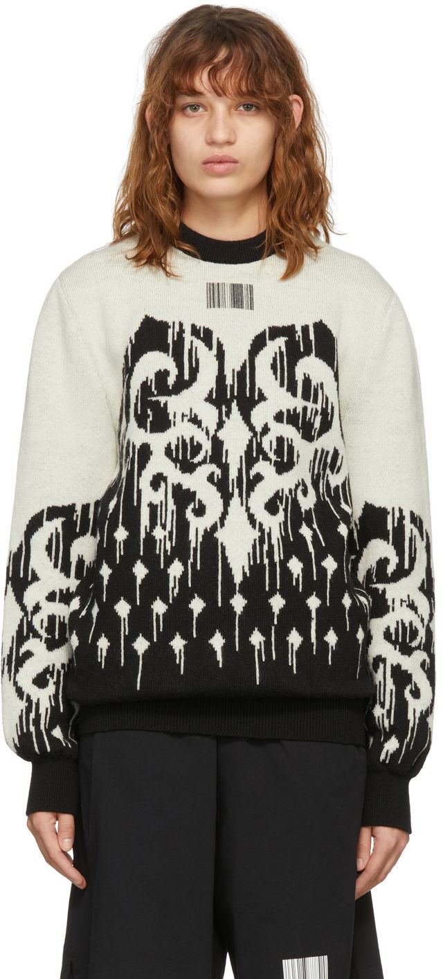 Cветр VETEMENTS Slavic Graphic Print Knit Sweater бежевий | VL12KN100B