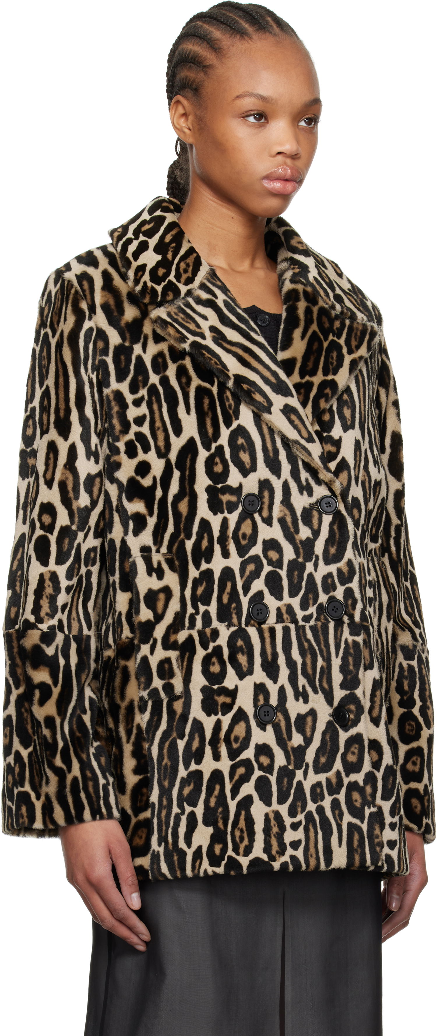 Пальто RE/DONE Re/Done Leopard Print Shearling Peacoat бежевий | 817-06WLEOPCT, 1