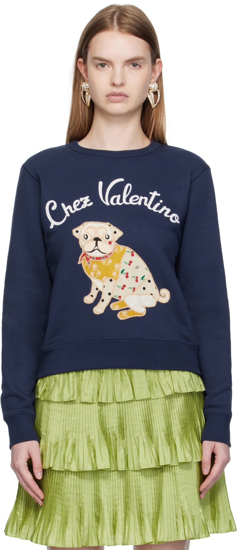 Світшоти Valentino Valentino 'Le Chien De La Maison' Appliqué Sweatshirt темно-синій | 7B3MF24Z9L8
