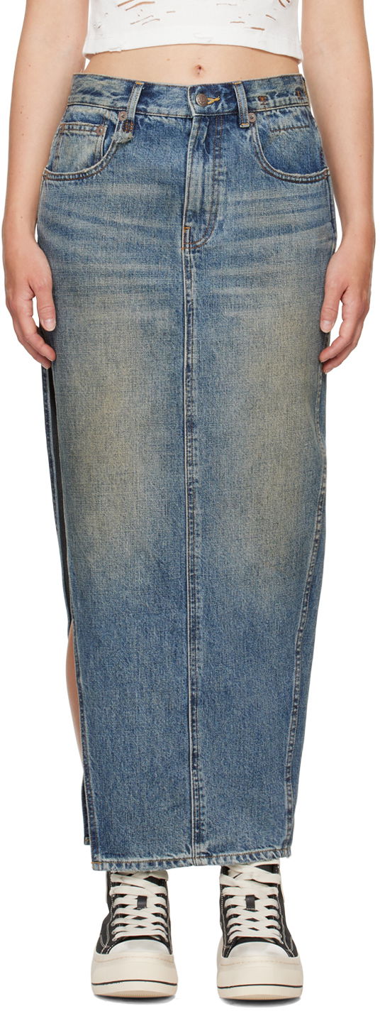 Спідниця R13 R13 Devon Side Slit Maxi Denim Skirt Синій | R13WD102-D213A