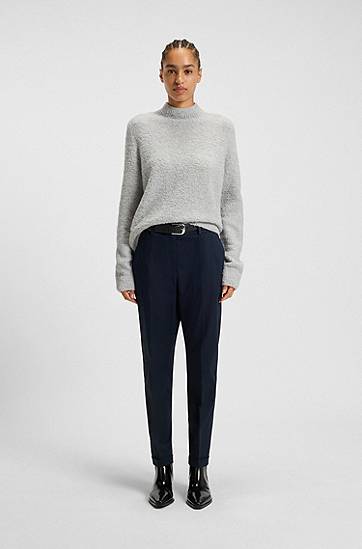 Cветр BOSS Mock-neck sweater in a wool blend with cashmere Сірий | 50547907, 1